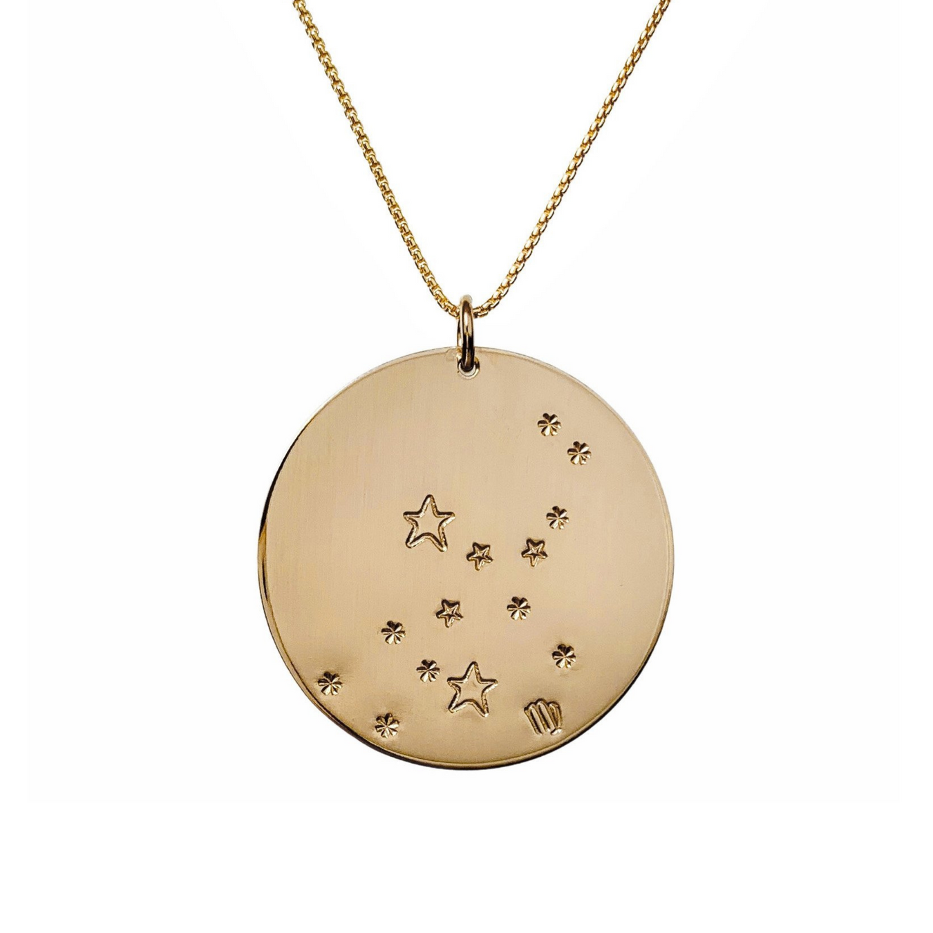 Gold Zodiac Constellation coin disc necklace - hand-stamped - Blooming Lotus Jewelry