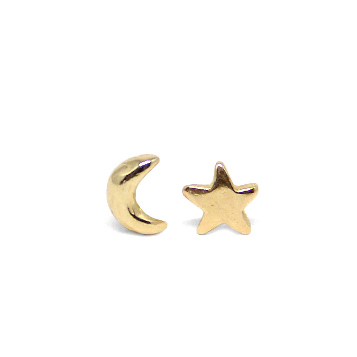 Gold Moon and Star stud earrings - Blooming Lotus Jewelry