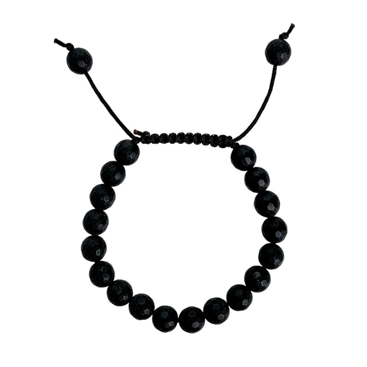 matte black onyx wrist mala yoga jewelry top view
