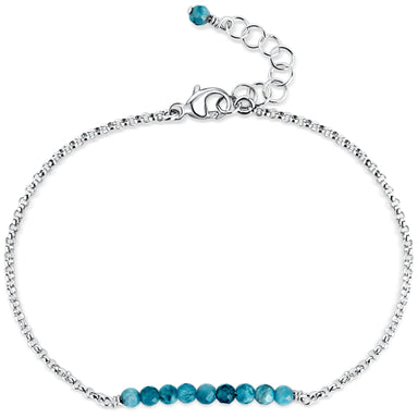 Apatite Gemstone Chain Bracelet silver with extender - Blooming Lotus Jewelry