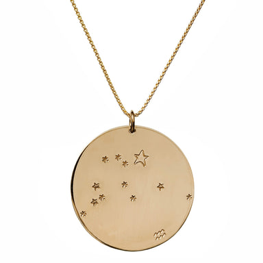 Constellation Zodiac Necklace Aquarius - Gold - large disc - personalized - Blooming Lotus Jewelry