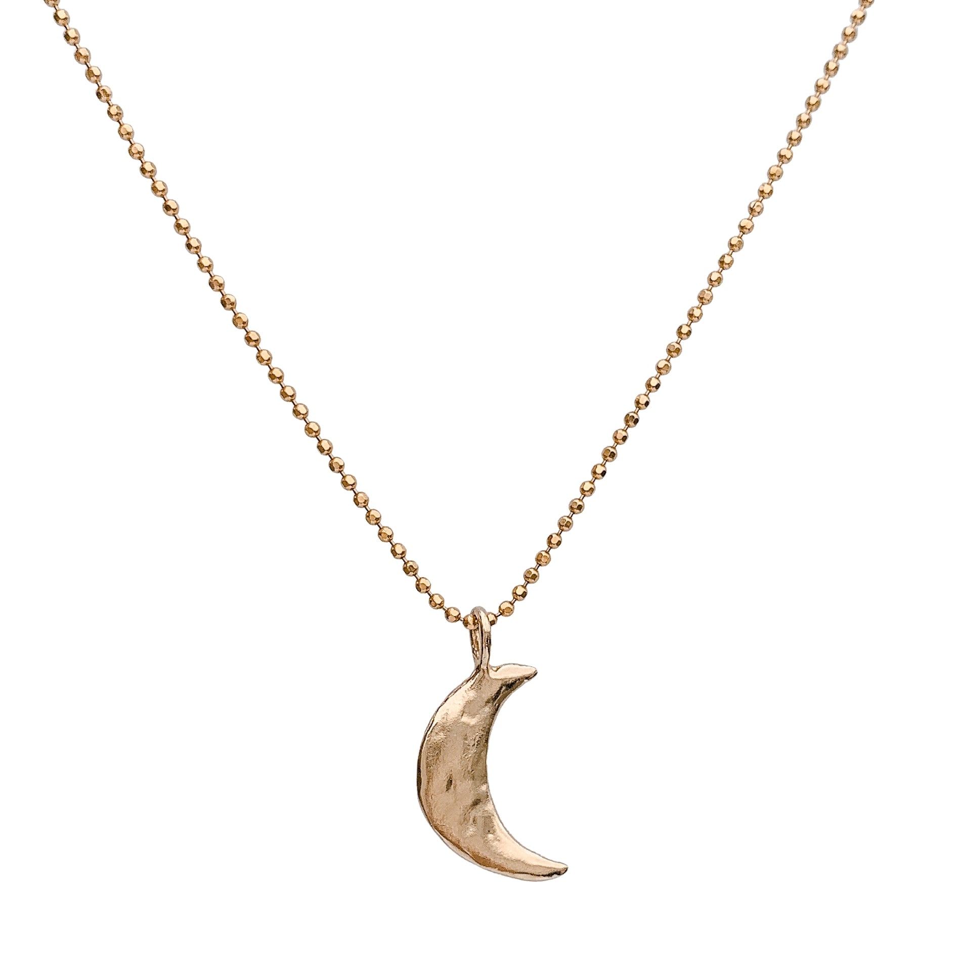 Luna Crescent Moon Necklace Small Solid 14k Gold