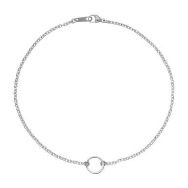 Karma anklet - round circle on silver chain