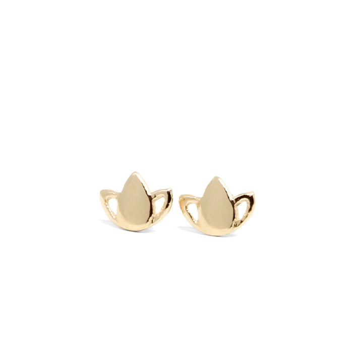 Tiny Lotus Stud Earrings gold - yoga jewelry - Blooming Lotus Jewelry
