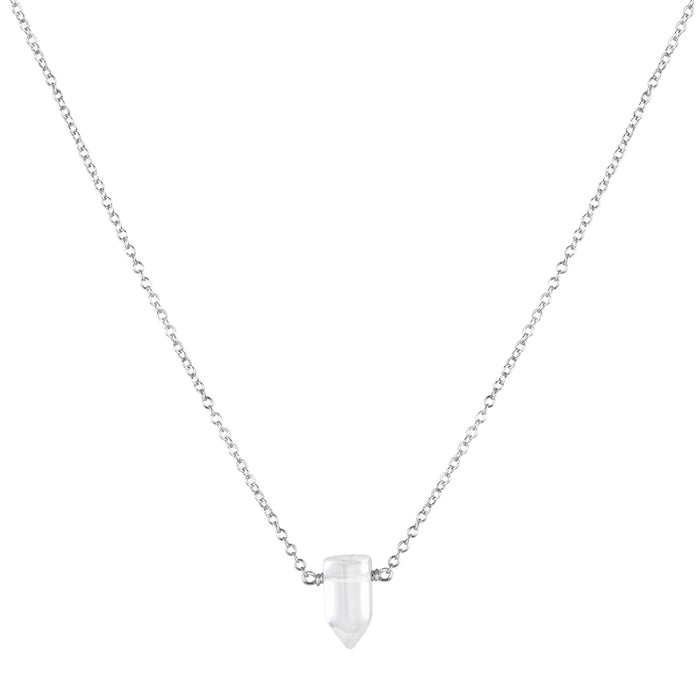 Tiny Master Healer Clear Quartz Necklace - silver - Blooming Lotus Jewelry
