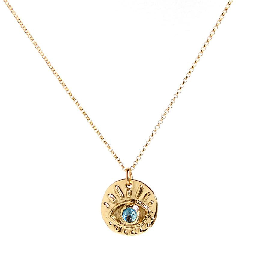 Blooming Lotus Jewelry fine jewelry Eye of Protection Necklace Evil Eye Gold - Gifts for her