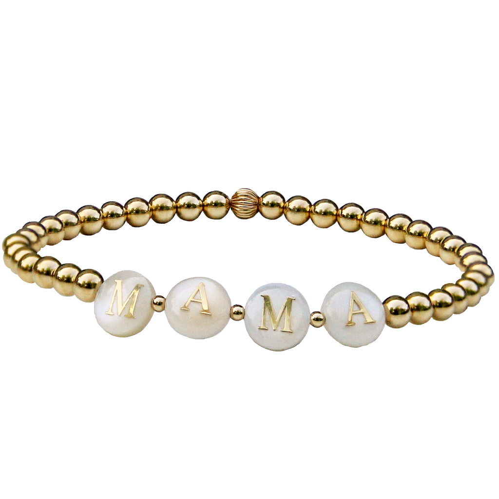 Gold Beaded MAMA Bracelet Gold Beaded Blooming Lotus Jewelry Blooming Lotus Jewelry