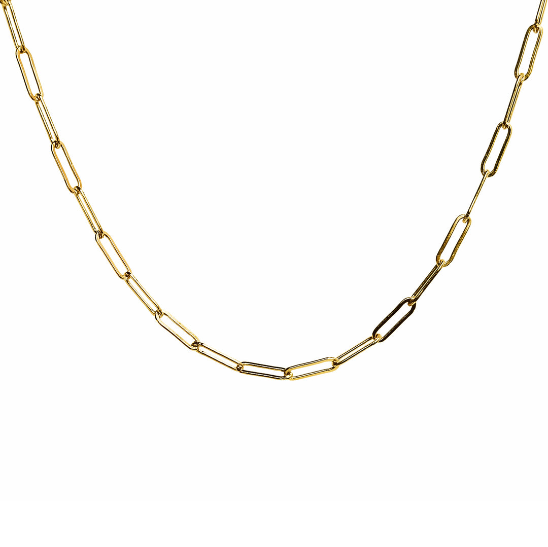 Thick gold paperclip chain necklace with bold oval links by Blooming Lotus Jewelry.