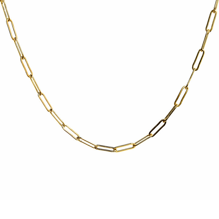 Thick gold paperclip chain necklace with bold oval links by Blooming Lotus Jewelry.