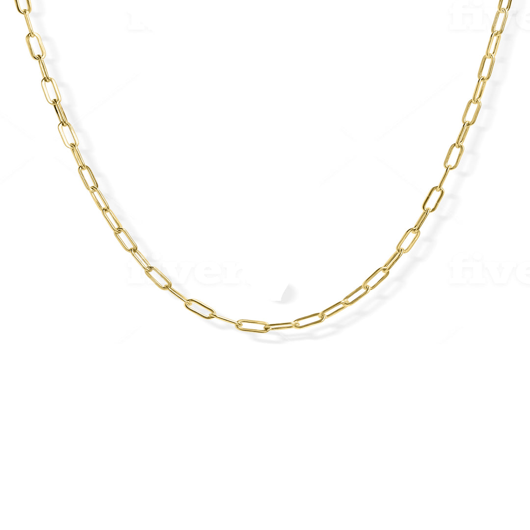 Delicate petite paperclip chain in gold, minimalist layering necklace by Blooming Lotus Jewelry.