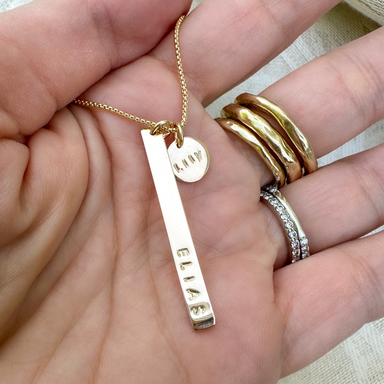 Skinny Bar + Charm Necklace | Gold