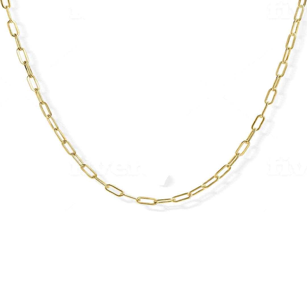 Delicate petite paperclip chain in gold, minimalist layering necklace by Blooming Lotus Jewelry.