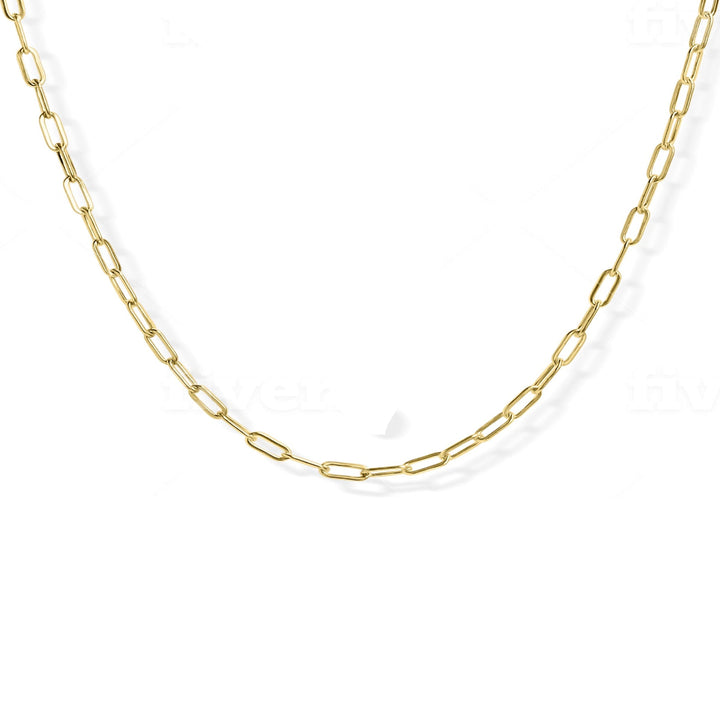 Delicate petite paperclip chain in gold, minimalist layering necklace by Blooming Lotus Jewelry.