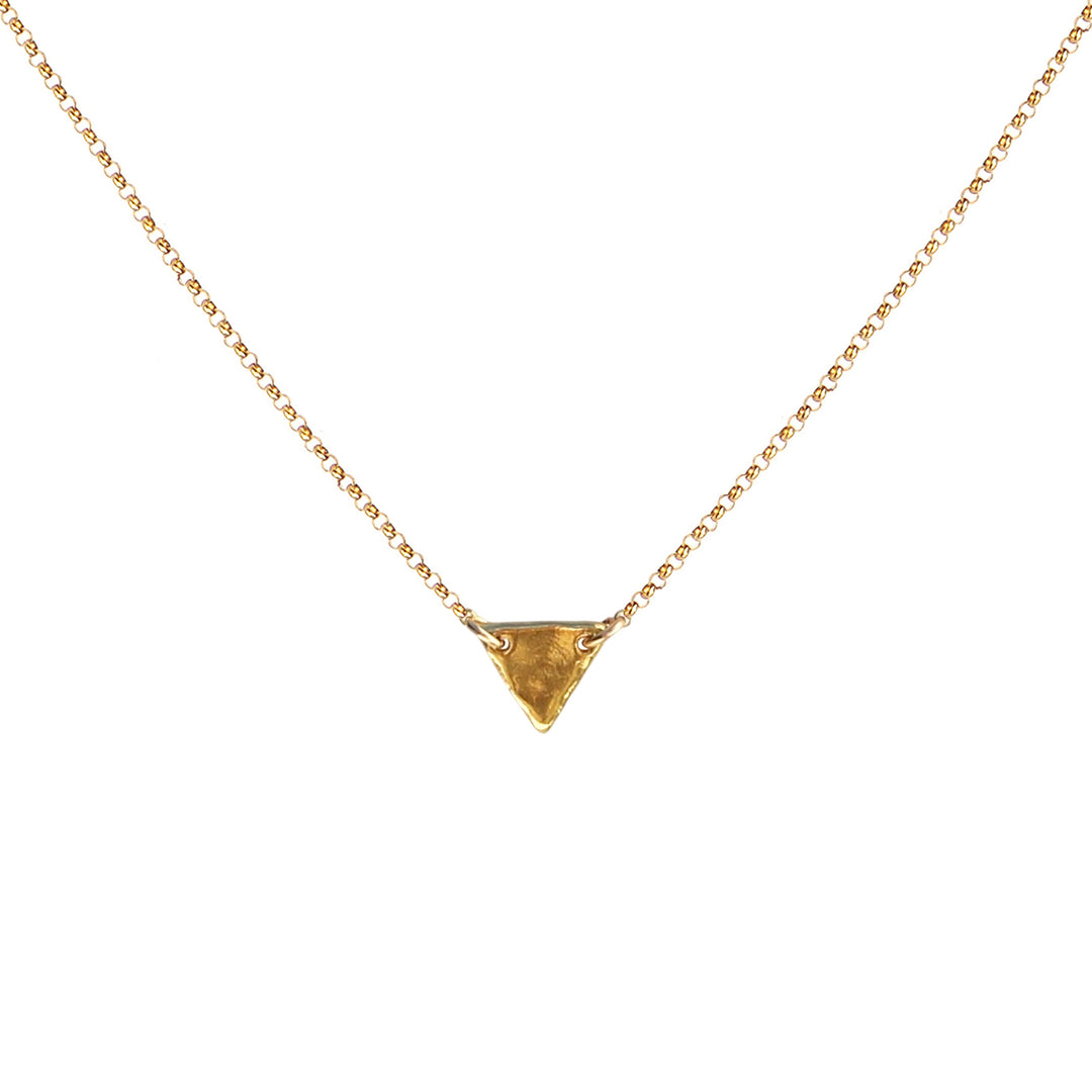 Let It Flow Necklace with hand-formed inverted triangle pendant symbolizing water, peace, healing, balance, and transformation. Handmade at the Jersey Shore.