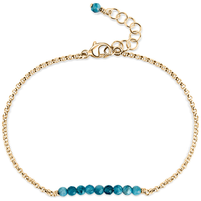 Apatite Gemstone Balance Bar gold chain with extender - Blooming Lotus Jewelry