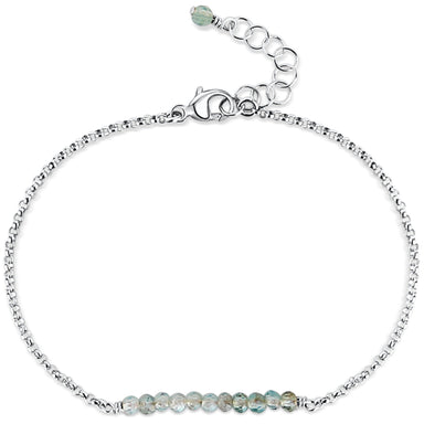 Aquamarine Gemstone silver Chain Bracelet with extender - Blooming Lotus Jewelry