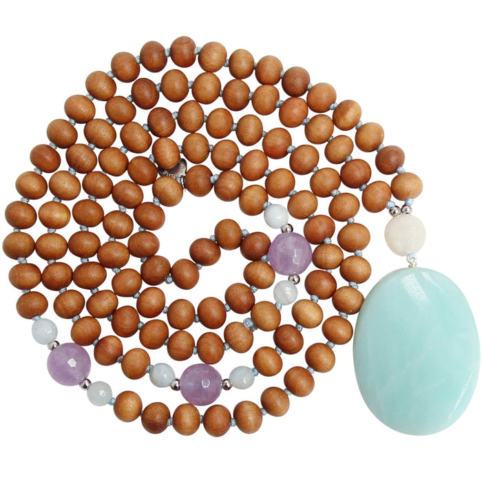 Balance and Harmony Mala Beads top view coiled - Yoga Jewelry - Blooming Lotus Jewelry