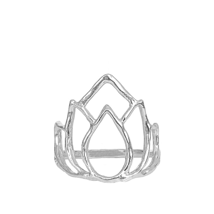Silver large Blooming Lotus Ring yoga jewelry - Blooming Lotus Jewelry