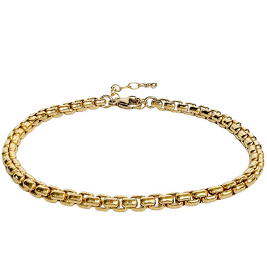 Chunky Gold Layering Chain Bracelet - rounded box chain front view - Blooming Lotus Jewelry