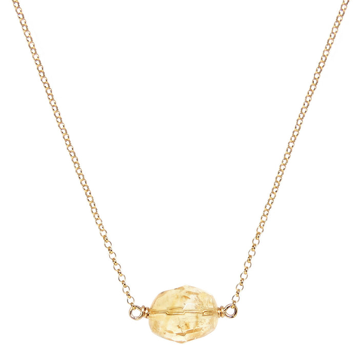 faceted Citrine gemstone wire-wrapped on gold chain - Blooming Lotus Jewelry