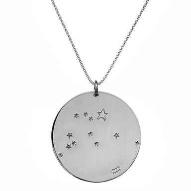 Constellation Zodiac Necklace Aquarius - Silver - large disc - personalized - Blooming Lotus Jewelry