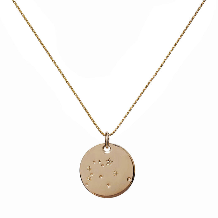 Constellation Zodiac Necklace Aquarius - Gold Disc - Blooming Lotus Jewelry