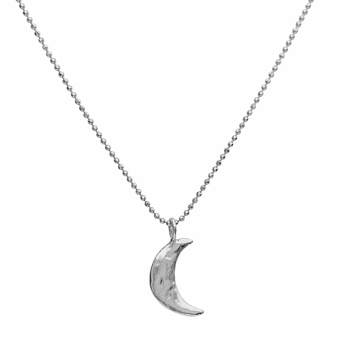 Crescent Moon Necklace Silver Luna Blooming Lotus