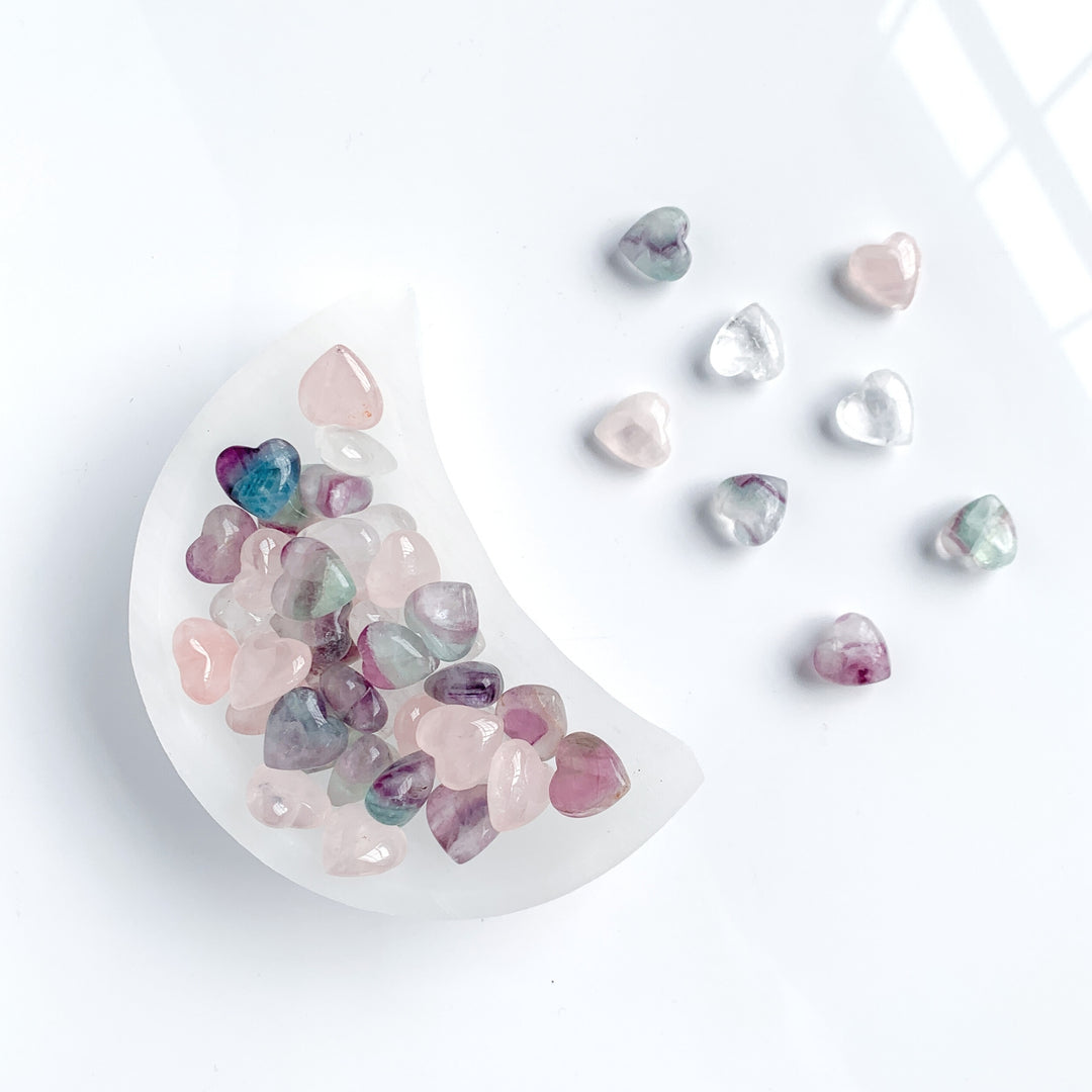 Tiny Rose Quartz Hearts | Set of 3