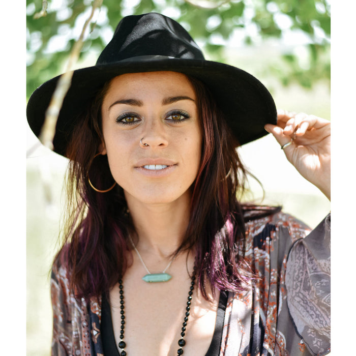 Crystal Necklace - Onyx Mala - model - Blooming Lotus Jewelry