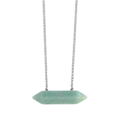 Green Aventurine Double Terminated Crystal Necklace - silver - Blooming Lotus Jewelry