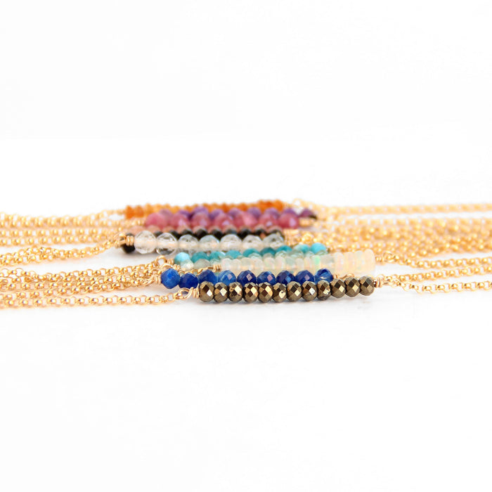 Gemstone Balance Bar bracelets on gold chain