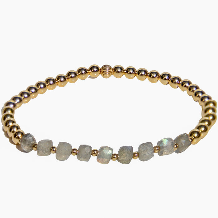 Gold Beaded Gemstone Bracelet, Minimalist