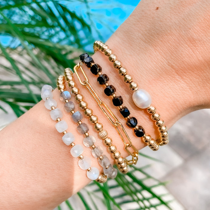 Gold Beaded Gemstone Bracelet | Minimalist | Blooming Lotus Jewelry