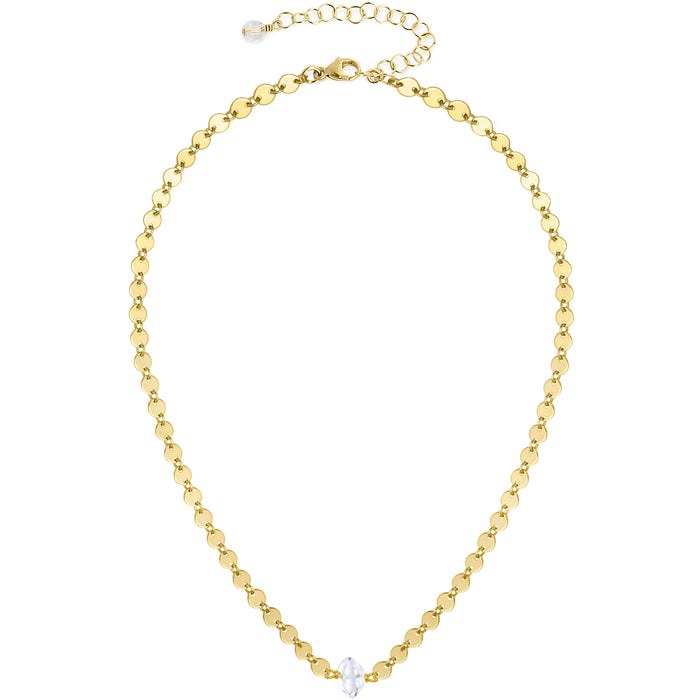 Herkimer Diamond Choker Necklace gold Blooming Lotus Jewelry