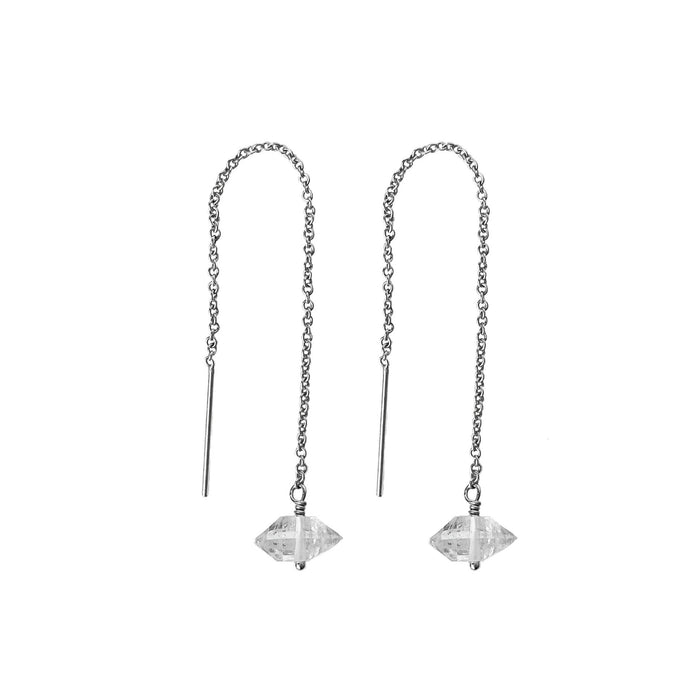 Herkimer Diamond Threaders earrings silver - Blooming Lotus Jewelry