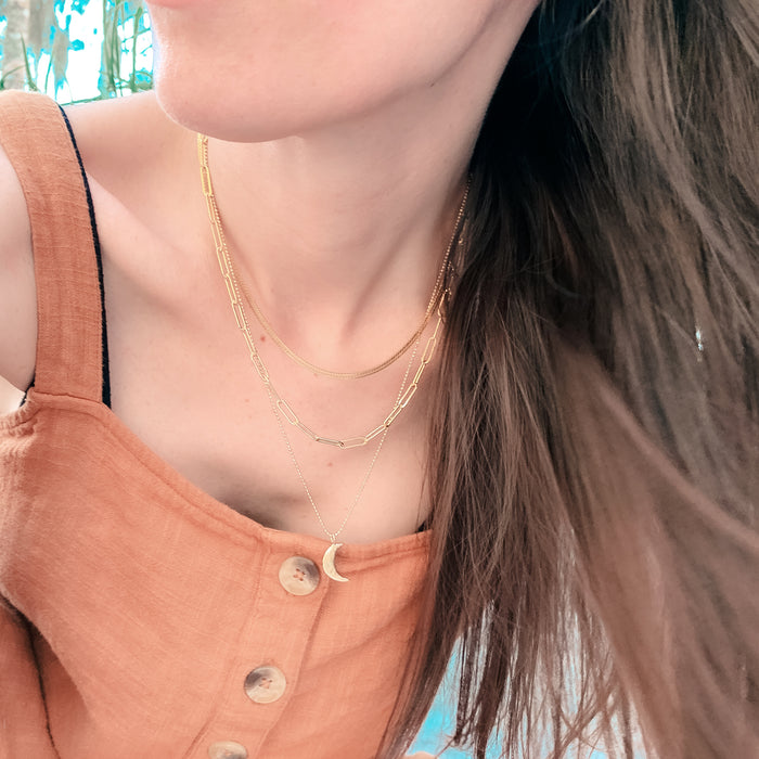Gold Paperclip Herringbone Necklace Chains - Blooming Lotus Jewelry