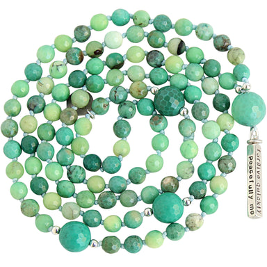 Chrysoprase Mantra Mala - Blooming Lotus Jewelry