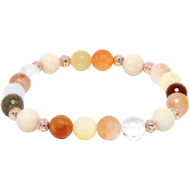 Rutilated Quartz Gemstone bracelet with roes gold accent beads