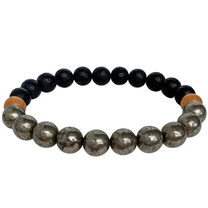 Pyrite and Matte onyx bracelet on stretch cord