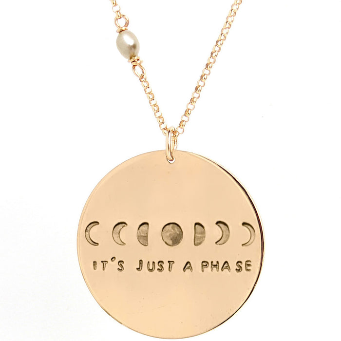 Its Just a Phase Necklace moon phases with pearl on gold chain - Blooming Lotus Jewelry
