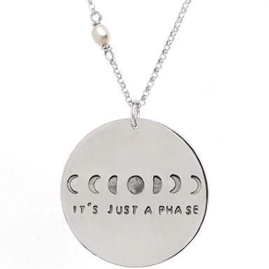 It's Just a Phase Necklace with moon phases on silver chain - Blooming Lotus Jewelry