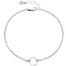 Karma circle on silver chain with 1-inch extender with tiny clear quartz gemtone