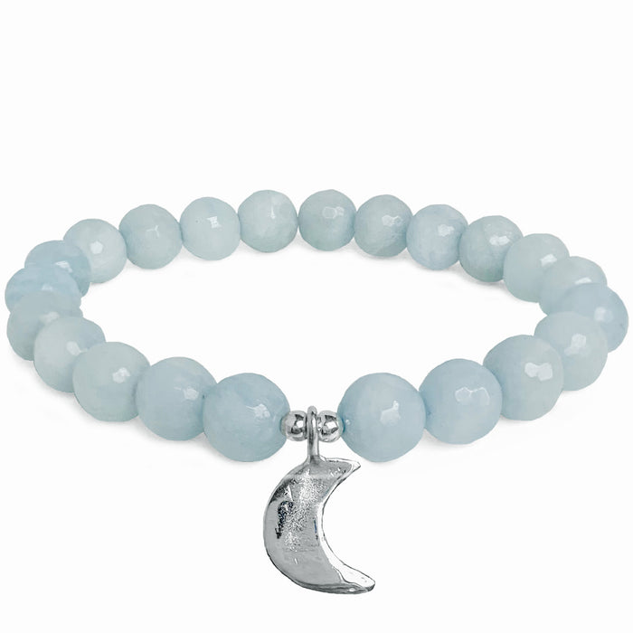 Luna Crescent Moon Bracelet - Aquamarine - Blooming Lotus Jewelry