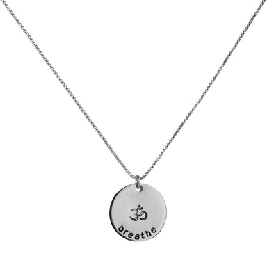 Om Symbol - Natures First Breath Necklace - Engraved Beach Stone Pendant Jewelry