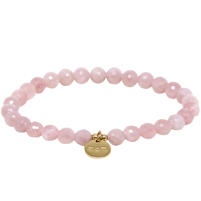 Mom Bracelet Rose Quartz with gold charm - Blooming Lotus Jewelry