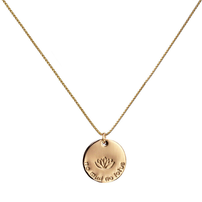 No Mud No Lotus necklace gold - Yoga Jewelry - Blooming Lotus Jewelry