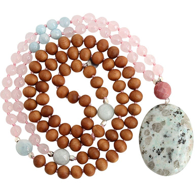 Nourish Your Soul Mala Beads - Yoga Jewelry - Rose Quartz - Blooming Lotus Jewelry