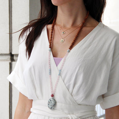 Nourish Your Soul Mala Beads - Yoga Jewelry - lifestyle - Rose Quartz - Blooming Lotus Jewelry