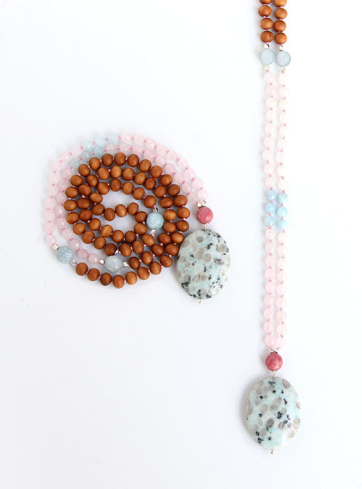 Nourish Your Soul Mala Beads - Yoga Jewelry - top view beads - Blooming Lotus Jewelry