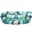 Ocean inspired gemstone bracelets with silver shell charm Aquamarine Amazonite Chyrsoprase - Blooming Lotus Jewelry